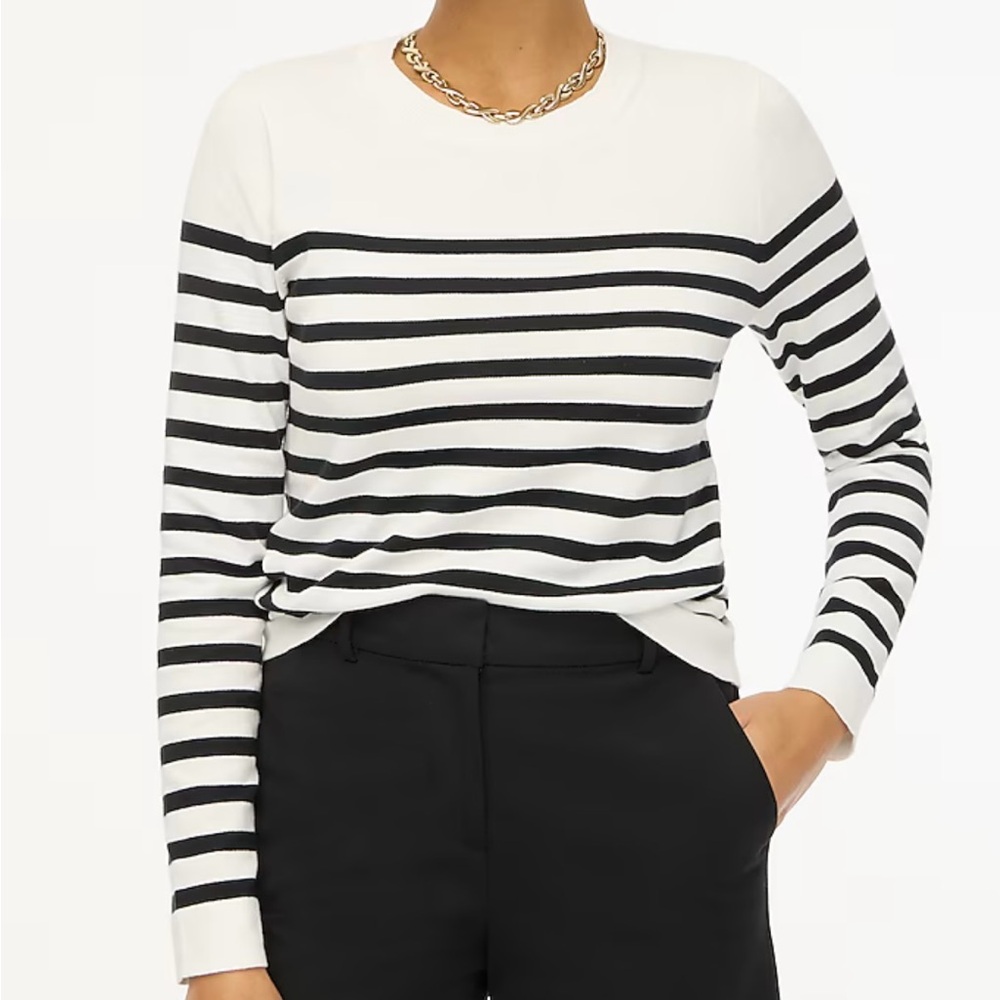 J. Crew Black and White Striped Long Sleeve Tee